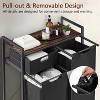 Large Rustic Brown & Black Laundry Basket with Wheels, 3 Compartments, 60L Capacity, Floor Mount, Laundry Room & Bathroom - 4 of 4