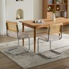 Modern Dining Chairs Set of 2, Velvet Accent Chairs with Natural Cane Back, Stainless Chrome Base, Upholstered Rattan Kitchen Chairs for Dining Room - 3 of 4