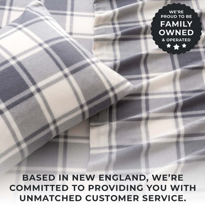 Full Grey Plaid Polyester Flannel Sheet Set