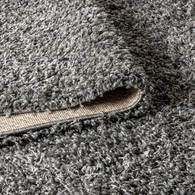Charcoal Reversible Rectangular Shag Area Rug with Tassels