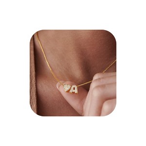 Turandoss 18K Gold Heart Initial Necklace for Women Girls - Dainty Gold Plated Letter Zircon Necklace, Gold Jewelry Birthday Gifts for Women, 16+2.5In - 1 of 1