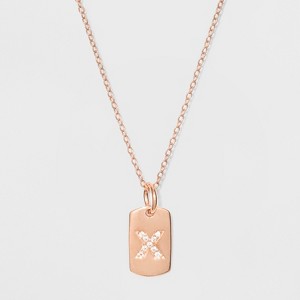 Sterling Silver Initial X Cubic Zirconia Necklace - A New Day Rose Gold, Women