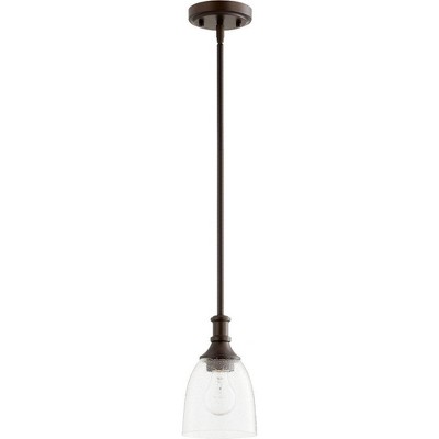 Quorum Lighting Richmond 1-Light Mini Pendant, Oiled Bronze, Clear Seeded