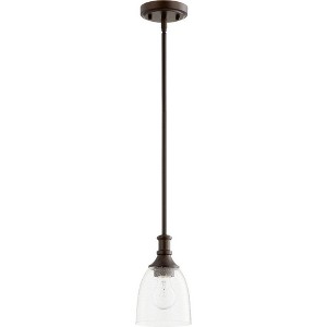 Quorum Lighting Richmond 1-Light Mini Pendant, Oiled Bronze, Clear Seeded - 1 of 1