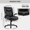 COLAMY High Back Big Tall Office Chair 400lb Flip-up Arms Bonded Leather Adjustable Height Wide Seat Executive Home Office Desk Chair, Black - 4 of 4