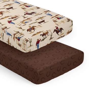 Sweet Jojo Designs Boy Fitted Crib Sheets Set Wild West Cowboy Multicolor 2pc