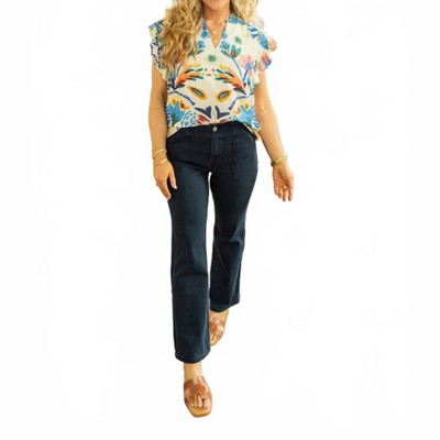 Women's Cecilia High Rise Patch Pocket Ankle Flare Jeans - RISEN