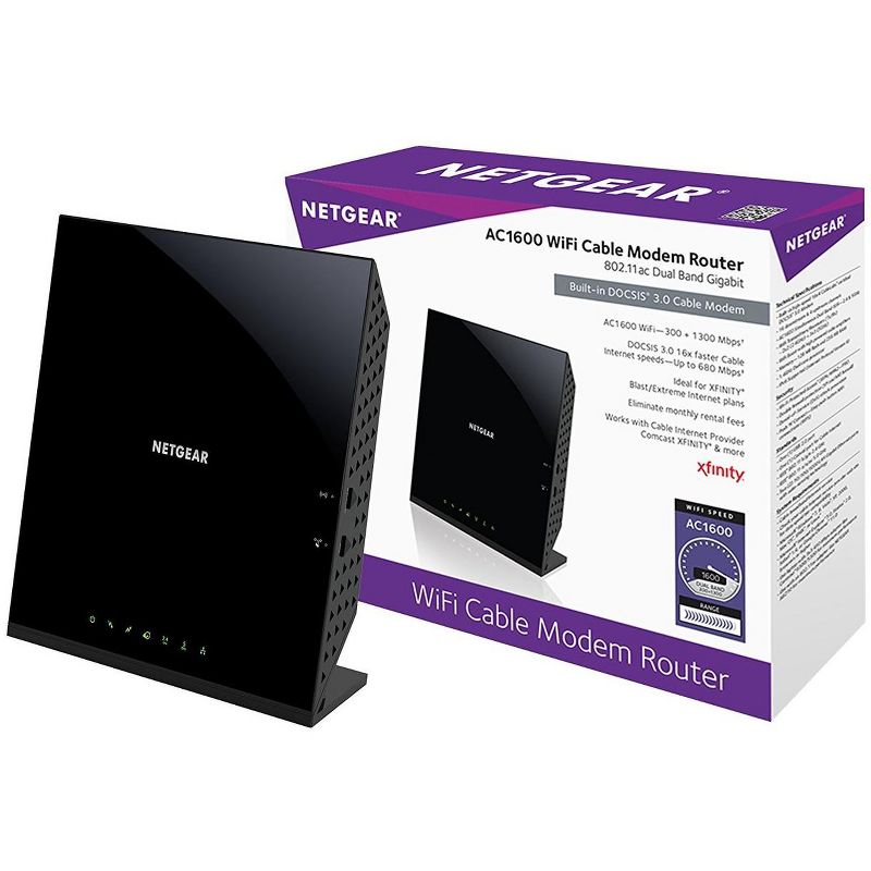 NETGEAR C6250-100NAR AC1600 (16x4) WiFi Cable Router Combo - Certified Refurbished, 4 of 7