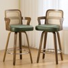Bekrvio 26" Swivel Counter Height Bar Stools Set of 1/2/3/4,Faux Leather Upholstered Bar Chairs with Back & Arm for Kitchen Island,Black - 3 of 4