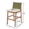 Scott Living Arly Green Outdoor Bar Stool Solid Acacia Wood and Woven Wicker, Set of 2 - 4 of 4
