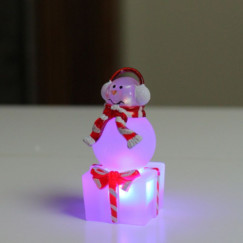 Northlight 3.75" LED Lighted Color Changing Snowman with Ear Muffs Christmas Table Top Decoration, 3 of 4