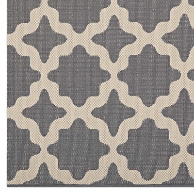 Elegant Cerelia 4' x 6' Gray and Beige Trellis Synthetic Area Rug