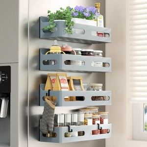 4 Pack Magnetic Spice Rack for Refrigerator, Spice Rack Organizer, for Kitchen and Oven Organization - 1 of 4