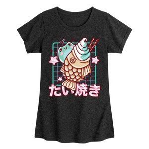 Girls' - Instant Message - Kawaii Taiyaki Frog Fitted Short Sleeve Graphic T-Shirt - 1 of 4