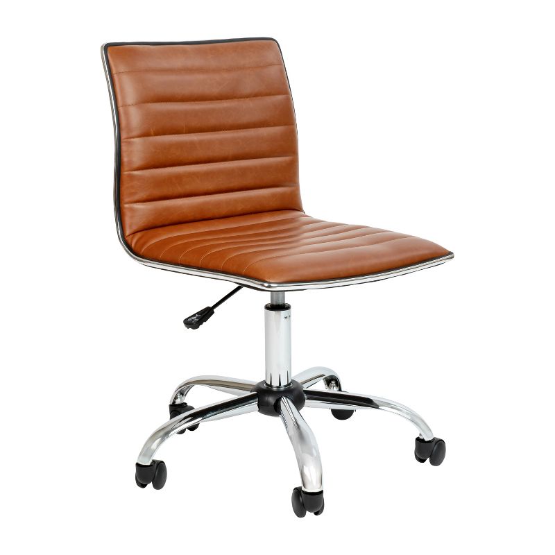 Emma and Oliver Low Back Designer Armless Ribbed Swivel Task Office Chair, 1 of 13