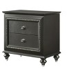 Gulches Crystal Tufted Sophia 2 Drawer Nightstand Cream Velvet Upholstery, Crystal Accents, No Assembly, 16"D x26"W x27.5"H - 4 of 4
