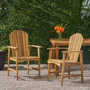 Mlmh & Kngwa 25"W Set of 2 Weatherproof Acacia Wood Outdoor Dining Chairs - 1 of 4