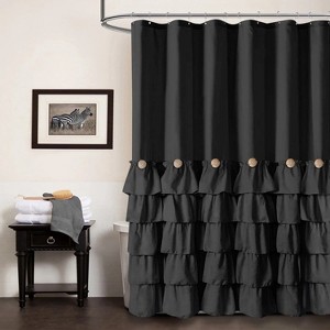 LunaLulinlk Farmhouse Shower Curtain Shabby Chic Black Shower Curtain with 12 Hooks 72'' x 72'' - 1 of 4