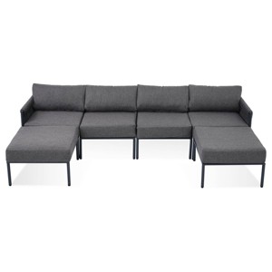Nestfair 6-Pieces Aluminum Patio Furniture Set and Sectional Sofa with Removable Cushions Gray - 1 of 4