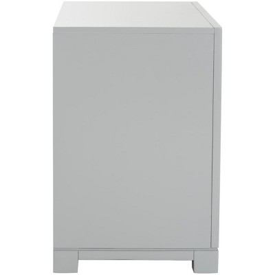 Raina Transitional Greek Key 3-Drawer Nightstand in Grey