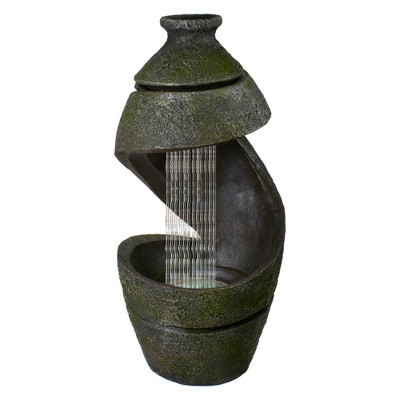 Northlight 31" Green and Gray Mossy Outdoor Garden Water Fountain
