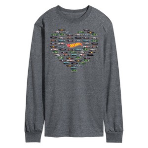 Men's - Hot Wheels - Valentine's Hot Wheels Heart Long Sleeve Graphic T-Shirt - 1 of 4