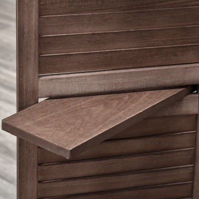 Dark Wood 4-Panel Folding Room Divider with Shelves