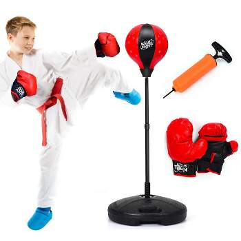 Costway Kids Punching Bag Toy Set Adjustable Stand Boxing Glove Speed Ball with Pump