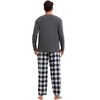 INSPIRE CHIC Men's Long Sleeve Solid Color Nightwear Casual Plaid Pattern Pajamas Set 2 Pieces - 3 of 4