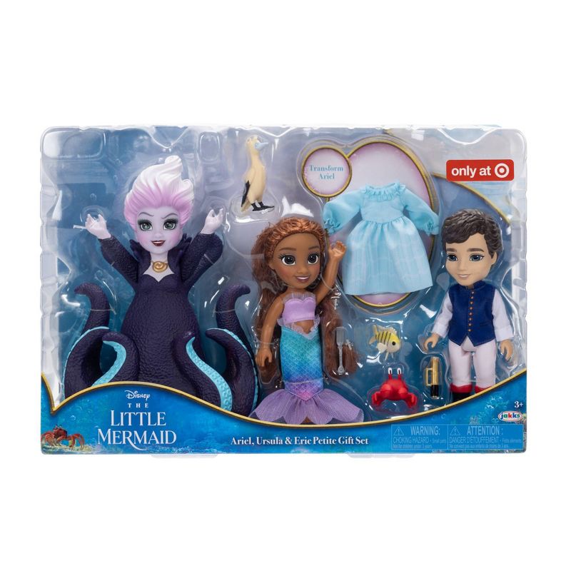 Disney The Little Mermaid Ariel Ursula &#38; Eric 6&#34; Petite Doll Gift Set, 2 of 13