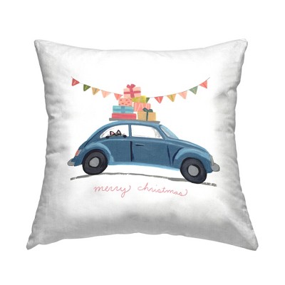 Stupell Industries Blue Merry Christmas Car Peeking Cat Gifts