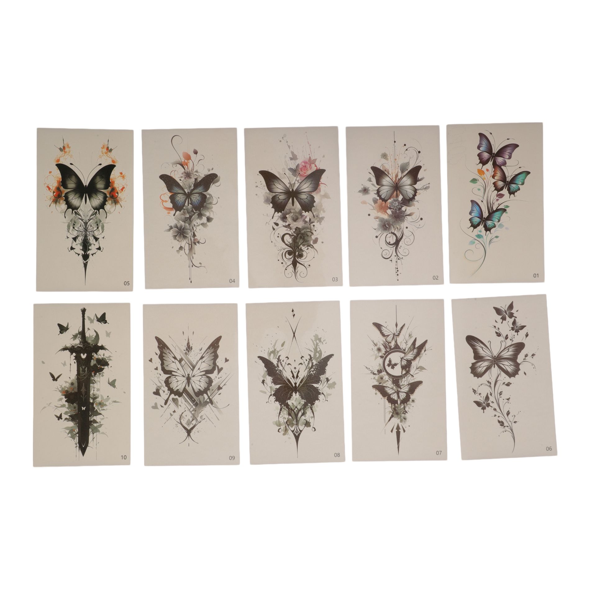Unique Bargains Adult Realistic Halloween Fake Tattoos Gray Black 10 Pcs