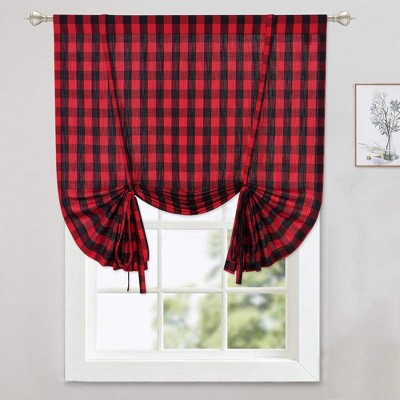Yarn-Dyed Buffalo Gingham Kitchen Valance, Tier Curtains and Tie Up Curtains