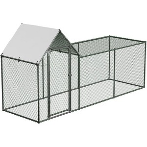 Large Metal Chicken Coop with Run, Outdoor Wire Mesh Poultry Cage with Spire Shaped, 210D Anti-Uv Rain Cloth, Animal House for Backyard - 1 of 4