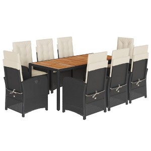 vidaXL Garden Dining Set Black and Cream PE rattan and solid acacia wood - 1 of 4