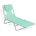 Ostrich Outdoor Folding Adjustable Recliner Chaise Lounge Chair for Beaches, Lakes, and Backyard Pools with Carrying Straps, Teal
