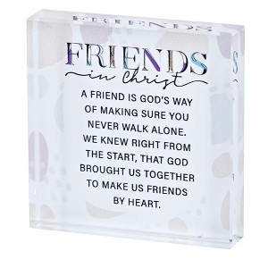 Dicksons Friends In Christ, Friends By Heart, Multicolor 3 x 3 Inch Glass Tabletop Sign Plaque, - 1 of 1