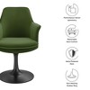 Modway Lippa Velvet Dining Armchair - Black Moss Green Swivel Chair with Pedestal Base, Barrel Back and Mid-Century Style - 2 of 4