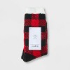 Women's Buffalo Plaid Double Lined Cozy Crew Socks - Auden™ Red/Black 4-10 - 2 of 3