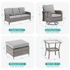 Sonkuki 6 Pieces Patio Sofa with Swivel Rocking Chairs Set, All-Weather PE Rattan Conversation Couch with Cushion - 3 of 4