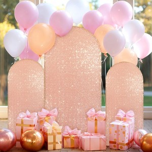 TROPOW Sequin Wedding Arch Cover – Round Top Zippered Backdrop for Parties/Events (1-Pack) - 1 of 4