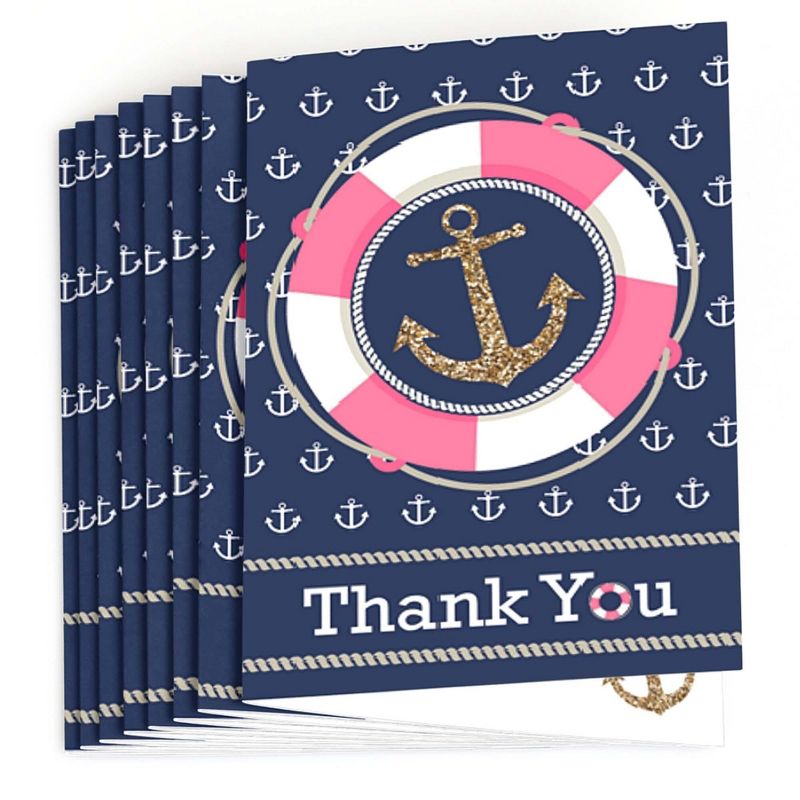 Big Dot of Happiness Last Sail Before the Veil - Nautical Bridal Shower and Bachelorette Party Thank You Cards (8 Count), 2 of 7