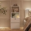 HDZNVF Modern Nightstand with Bookshelf, Bedside Tables with Storage Cabinet for Bedroom, White - 2 of 4