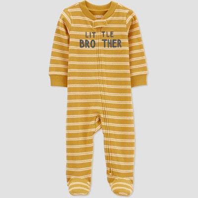Carter's Just One You®️ Baby Boys' 'Little Brother' Footed Pajama - Gold Newborn