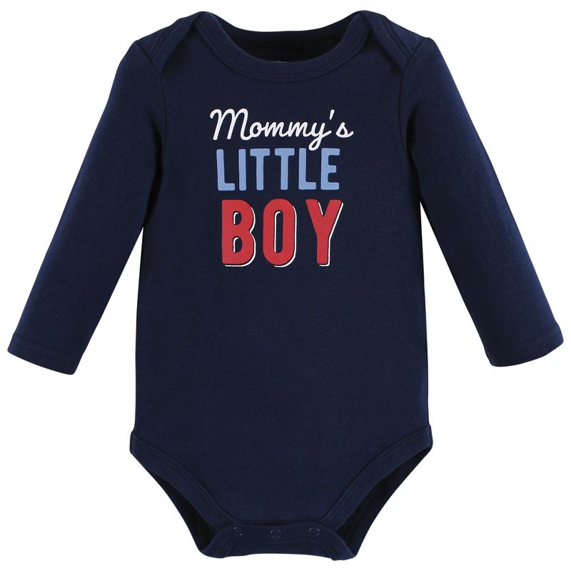 Hudson Baby Infant Boy Cotton Long-Sleeve Bodysuits, Mommys Little Boy, 3 of 6
