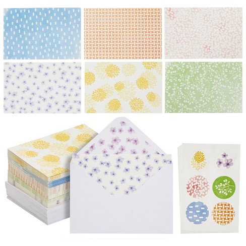 Pipilo Press 48 Pack Bulk Floral Blank Note Cards with Envelopes, Stationery Greeting Cards with Stickers, 6 Patterns, 4 x 6 in - image 1 of 4