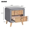 Upholstered Wooden Nightstand With 2 Drawers Night Stand Storage Cabinets With Handles Rubber Wood Legs Bedside Table - 3 of 4