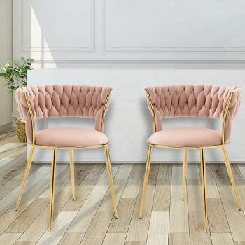 Set of 2 Modern Velvet Upholstered Accent Chair with Tufted Backrest, Pink-ModernLuxe