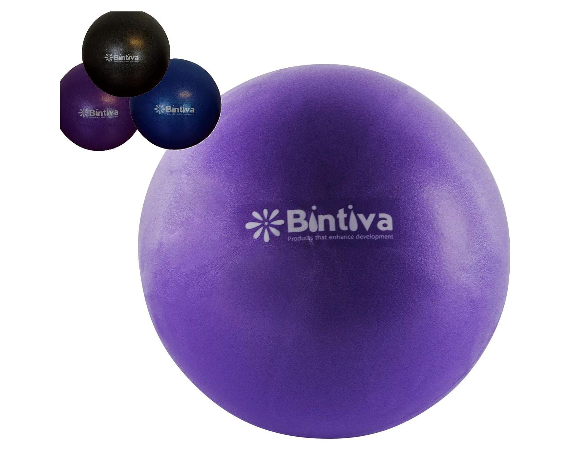 Bintiva Mini Pilates Ball – Core Strength & Stability Trainer with Textured Grip, 7–9" Inflatable Diameter, Purple