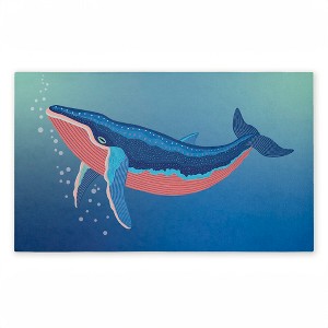 Stupell Industries Coastal Whale with Bubbles Printed Outdoor Door Mat, design by Darlene Seale, 18"x30" - 1 of 4